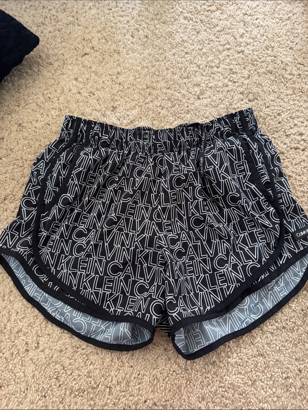 Calvin Klein Black Logo-Print Athletic Shorts